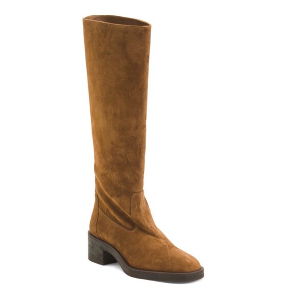 STUART WEITZMAN Coffee Made In Spain Suede Kaia Knee High Boots - Picture 1 of 2